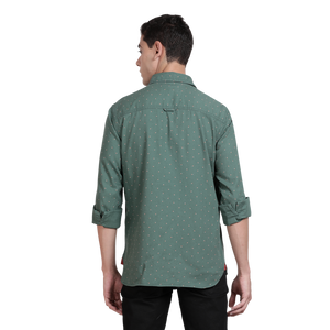 t-base Juniper Green Cotton Printed Shirt