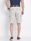 t-base Men Cement Cotton Printed Cargo Shorts With Belt