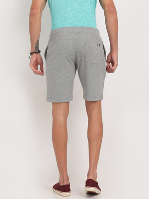 t-base Men Grey Melange Cotton Polyester Solid Knitted Shorts