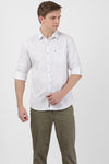 t-base Men White Cotton Printed Casual Shirt
