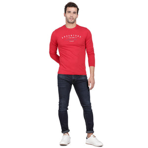 t-base Haute Red Cotton Stretch Crewneck Solid T-Shirt