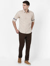  t-base Beige Solid Cotton Casual Shirt 