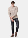 t-base Birch Melange Full Sleeve Half Zip Stylised Sweater