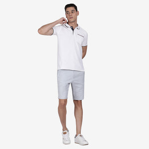 t-base Sky Blue Cotton Linen Stretch Solid Chino Shorts