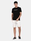 t-base Men White Cement Cotton Stretch Solid Chino Shorts