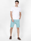 t-base Men Aqua Sea Cotton Stretch Printed Chino Shorts