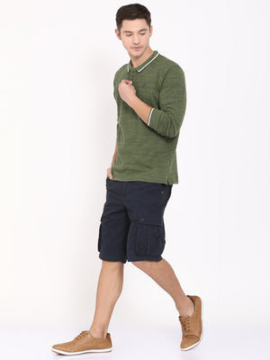 Green Polo Neck Solid T-Shirt