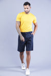 t-base Men Mid Night Blue Cotton Lycra Solid Shorts