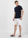 t-base White Cotton Solid Basic Shorts