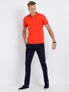 t-base men's Red Polo Neck Solid T-Shirt