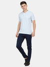 t-base Blue Atoll Cotton Polyester Polo Solid T-Shirt