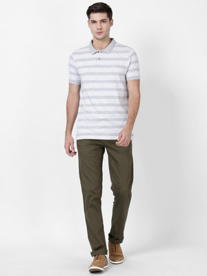 t-base Grey Melange Cotton Polyester Polo Jacquard T-Shirt