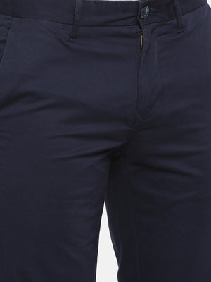 t-base men's Dark Blue Solid Cotton Lycra Chino Pant