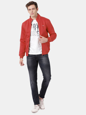 t-base Deep Red Cotton Polyester Fleece Solid Sweatshirt