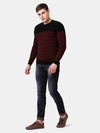 t-base Black Full Sleeve Crewneck Striper Sweater