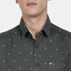 t-base Forest Green Cotton Printed Shirt