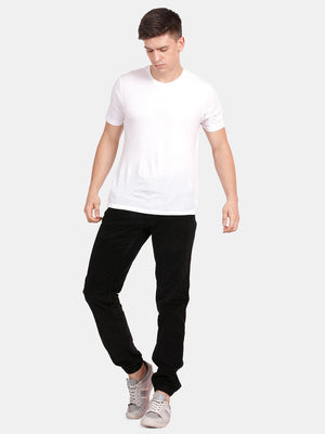 Black Cotton Dobby Stretch Solid Jogger