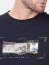 t-base Black Iris Feeder Striper Lycra Jersey Crewneck Melange T-Shirt