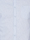 t-base Powder Blue Cotton Linen Printed Shirt
