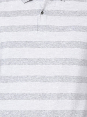 t-base Grey Melange Cotton Polyester Polo Jacquard T-Shirt