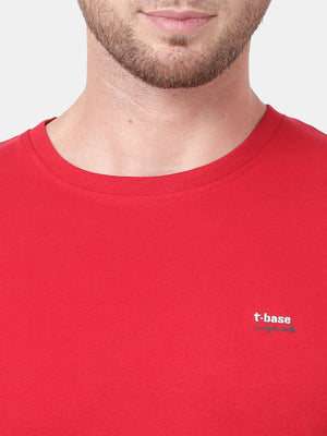 Haute Red Solid Cotton Crew Neck t-shirt