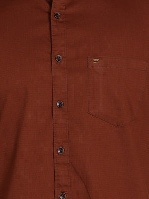 t-base Rust Dobby Cotton Polyster Stretch Casual Shirt