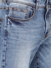 t-base Azure Wash Cotton Stretch Denim Solid Shorts