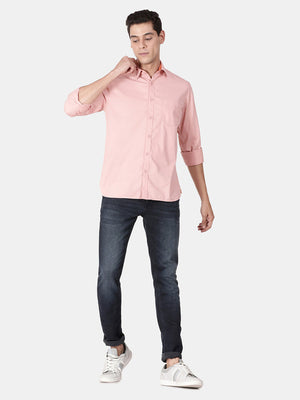 t-base Dusty Rose Full Sleeve Cotton Solid Casual Shirt