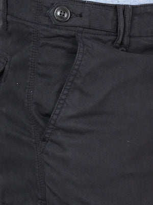 t-base Men Graphite Cotton RFD Strech Solid Cargo Shorts