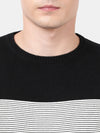 t-base Black Full Sleeve Crewneck Stylised Sweater