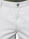Light Grey Cotton Solid Capri 3/4Th Cargo Pants