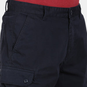 t-base Men Navy Cotton Solid Cargo Shorts