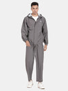 t-base Steel Grey Nylon Ribstop Solid Full Sleeve Waterproof Rainwear Jacket and Pant Set