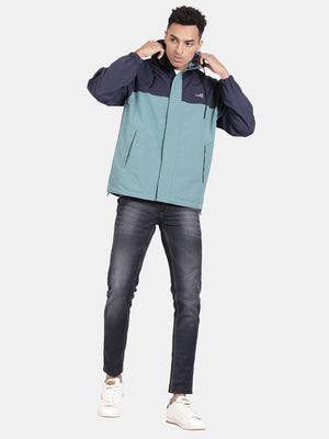 t-base Porcelain Nylon Ribstop Solid Full Sleeve Waterproof Reversible Rainwear Jacket