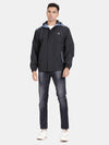 t-base Storm Blue Nylon Ribstop Solid Full Sleeve Waterproof Rainwear Jacket