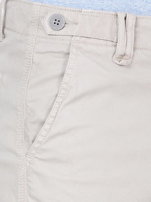 t-base Men Light Grey Cotton RFD Strech Solid Cargo Shorts
