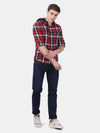 t-base Men Bright Red Cotton Solid Casual Shirt