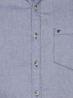  t-base Navy Solid Cotton Casual Shirt 