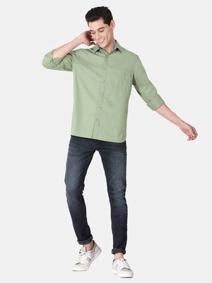 t-base Green Fern Cotton Solid Shirt