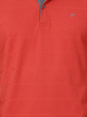 t-base Rust Cotton Polyester Polo Jacquard T-Shirt