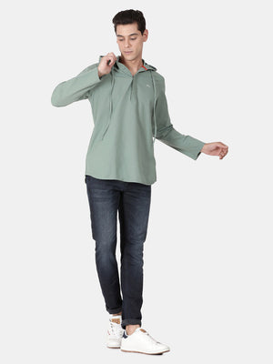 t-base Jade Green Full Sleeve Cotton Solid Casual Shirt