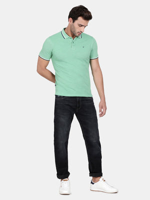 t-base Green Spruce Cotton Polyester Polo Solid T-Shirt