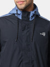 t-base Storm Blue Navy Nylon Ripstop Solid Full Sleeve Rainwear Jacket