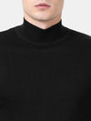 t-base Black Full Sleeve Turtle Neck Solid Sweater
