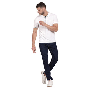 t-base Broken White Cotton Polyester Polo Solid T-Shirt