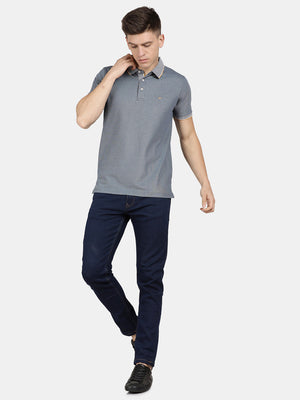t-base Blue Opal Cotton Polyester Polo Solid T-Shirt
