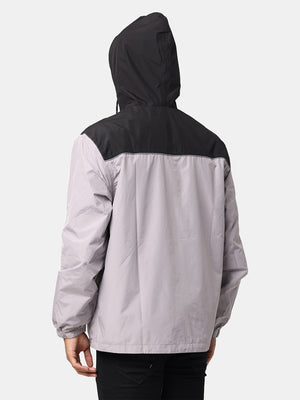 t-base Black Stone Nylon Ripstop Solid Full Sleeve Rainwear Jacket