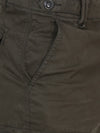 t-base Men Dark Olive Cotton RFD Strech Solid Cargo Shorts