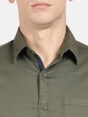 t-base Forest Green Cotton Twill Solid Shirt