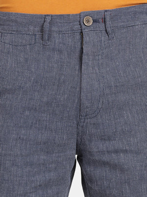 t-base Men Blue Graphite Cotton Linen Striper Chino Shorts